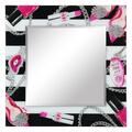 Empire Art Direct 36 in. Essentials Square Reverse Printed Tempered Glass Art with 24 in. Square Beveled Mirror TAM-JP303-3636SQ-2424SQ